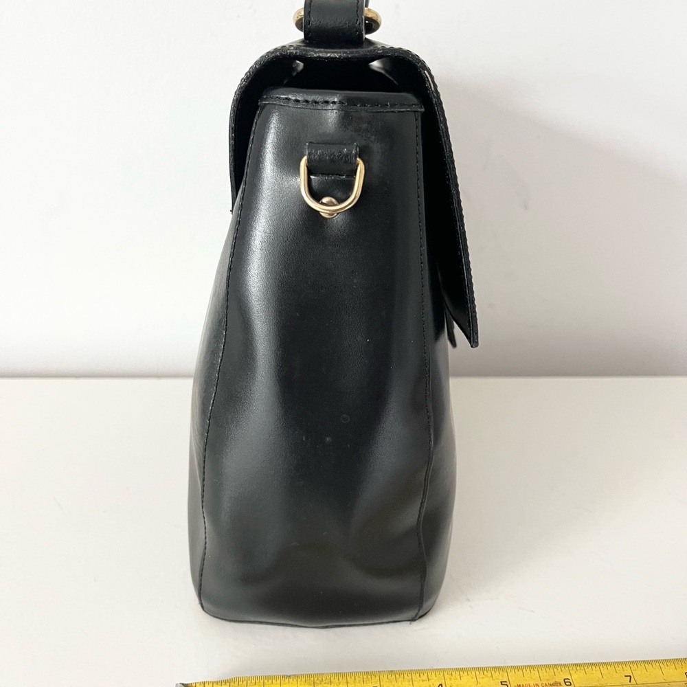 Vintage Principe Italian Black Leather Top-Handle Bag Made in Italy Purse - Picture 5 of 10